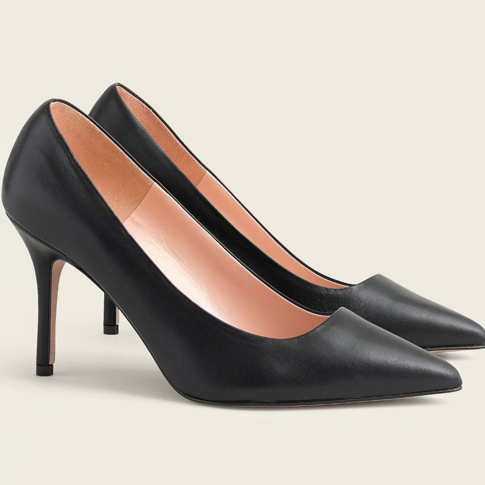 J.Crew $258 Elsie Napa Leather Pumps Size 9.5, Made in Italy, 3 1/2 " heel, New